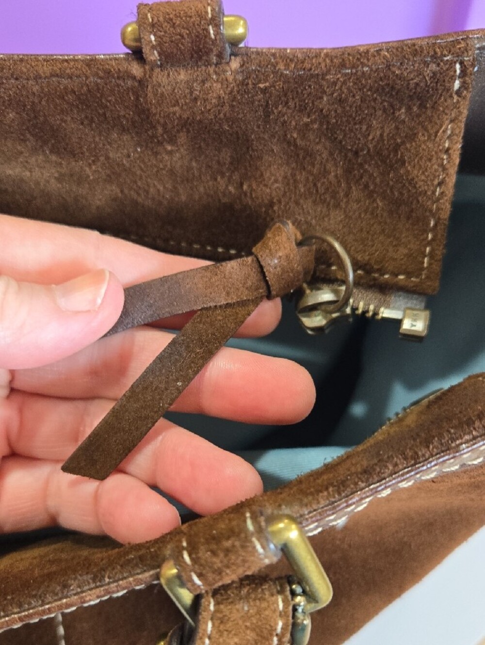 Coach Hampton Gallery Brown Suede Tote (Style 8B03) - Picture 9 of 16